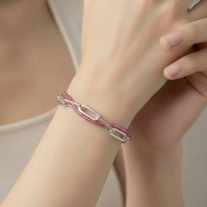 raspberry halo link bracelet