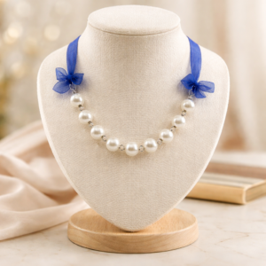 royal blue pearl necklace display.webp